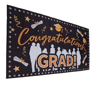 Graduation Banner, 71x38in 2022 Durable Polyester Fabrics Fadeless 4 Eyelets Easy Installation Congrats Grad Banner for Party(D), Graduation Banner, 71x38in 2022 Durable Polyester Graduation Bann