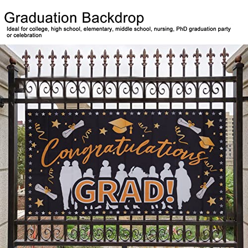 Graduation Banner, 71x38in 2022 Durable Polyester Fabrics Fadeless 4 Eyelets Easy Installation Congrats Grad Banner for Party(D), Graduation Banner, 71x38in 2022 Durable Polyester Graduation Bann