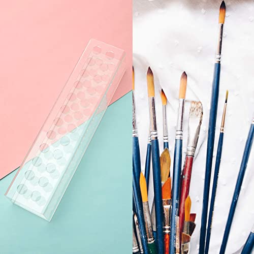 24 Hole Clear Acrylic Brush Display Pen Stand Holder Pen Organizer for Colored Pencils Paint Brushes Makeups Cosmetic Brush