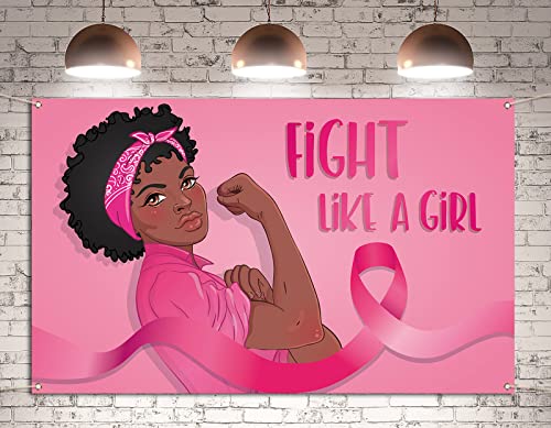 Pudodo Breast Cancer Awareness Backdrop Banner Pink Ribbon Girl Support Fight October Photography Background Wall Decoration