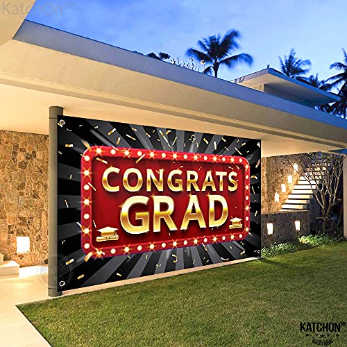 XtraLarge, Congrats Grad Banner - 72x44 Inch | Graduation Backdrop for Red and Black Graduation Decorations 2023 | Graduation Banner for Graduation Party Decorations 2023 | Congratulations Banner