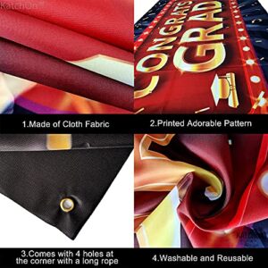 XtraLarge, Congrats Grad Banner - 72x44 Inch | Graduation Backdrop for Red and Black Graduation Decorations 2023 | Graduation Banner for Graduation Party Decorations 2023 | Congratulations Banner