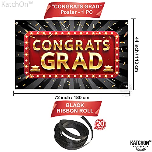 XtraLarge, Congrats Grad Banner - 72x44 Inch | Graduation Backdrop for Red and Black Graduation Decorations 2023 | Graduation Banner for Graduation Party Decorations 2023 | Congratulations Banner