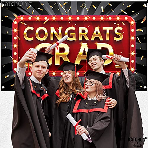 XtraLarge, Congrats Grad Banner - 72x44 Inch | Graduation Backdrop for Red and Black Graduation Decorations 2023 | Graduation Banner for Graduation Party Decorations 2023 | Congratulations Banner