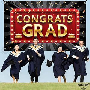 XtraLarge, Congrats Grad Banner - 72x44 Inch | Graduation Backdrop for Red and Black Graduation Decorations 2023 | Graduation Banner for Graduation Party Decorations 2023 | Congratulations Banner