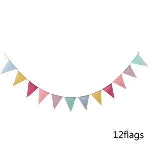 NINA NUGROHO 12 Flags Burlap Pennant Banner Multicolor Fabric Triangle Rainbow Flag for Summer Party Festival Hanging Decoration