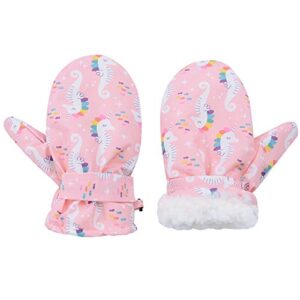 zando toddler mittens waterproof snow gloves kids gloves lined fleece gloves winter warm baby mittens toddler gloves 01 pink hippo 2-3t