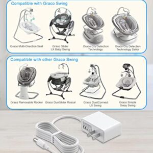 Power Cord for Graco Baby Simple Sway Swing, Replacement Graco Glider LX, Elite, Premier, Petite LX, DuoGlider, Sweetpeace, Duesoothe, Duetconnect LX Baby Swing Charger Cable