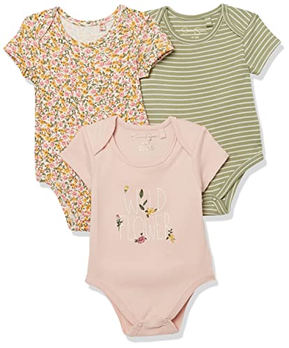 Jessica Simpson Girls' 3-Pack Short Sleeve Bodysuit, Fall Floral, 6-9 Months