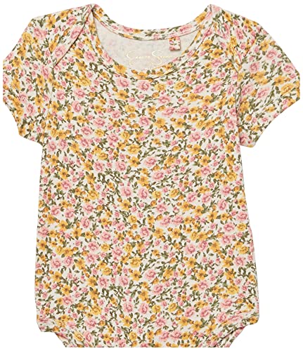 Jessica Simpson Girls' 3-Pack Short Sleeve Bodysuit, Fall Floral, 6-9 Months