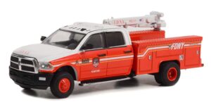 greenlight 46100-d dually drivers series 10 – 2018 ram 3500 dually crane truck – fdny (the official fire department city of new york) plant ops 1:64 scale diecast