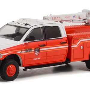 Greenlight 46100-D Dually Drivers Series 10 - 2018 Ram 3500 Dually Crane Truck - FDNY (The Official Fire Department City of New York) Plant Ops 1:64 Scale Diecast