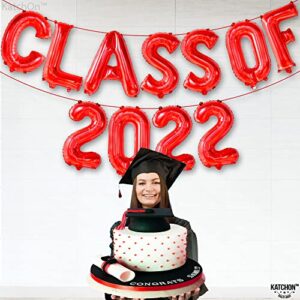 Red Class of 2022 Balloons - 16 Inch, Graduation 2022 Balloons Red | Large Congrats Grad Graduation Door Banner - 74x36 Inch | Class of 2022 Banner, Graduation Party Decoration | Graduation Door Cover