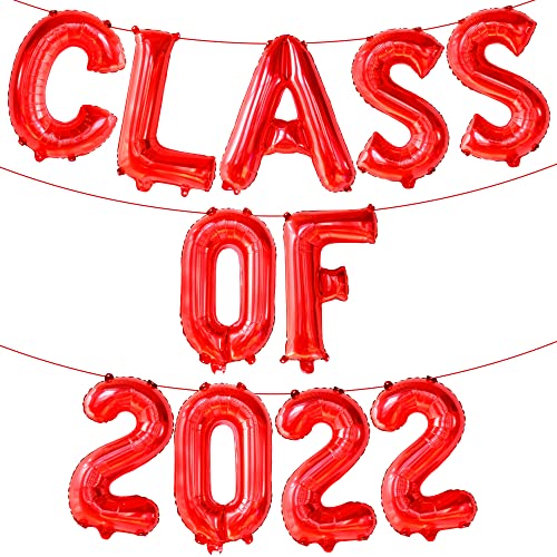 Red Class of 2022 Balloons - 16 Inch, Graduation 2022 Balloons Red | Large Congrats Grad Graduation Door Banner - 74x36 Inch | Class of 2022 Banner, Graduation Party Decoration | Graduation Door Cover