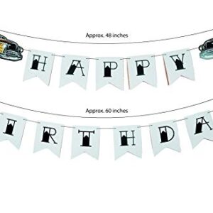 All Things Rockabilly Pre- Strung Classic Car Happy Birthday Banner Party Decoration - Hot Rod Birthday Party Decorations - Classic Car Party Decorations for Men