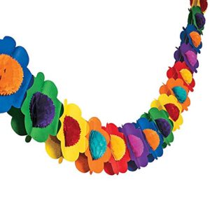 fun express – multicolor tissue flower garland for party – party decor – hanging decor – garland – party – 1 piece