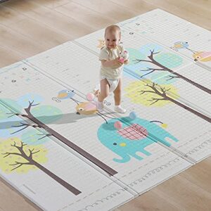 calody baby play mat, extra large baby crawling mat, portable & waterproof non toxic soft foam, reversible playmat for baby infant toddler & kids (79 x 59 x 0.4 in)