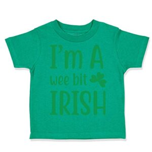 toddler t-shirt i am a wee bit irish st patrick’s patty ireland cotton boy & girl clothes funny graphic tee kelly green 18 months
