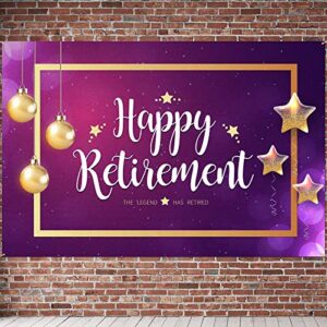 pakboom happy retirement the legend has retired backdrop banner – retirement party decorations supplies for women – 3.9 x 5.9ft purple