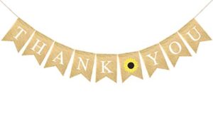 fakteen thank you burlap banner with sunflower for rustic wedding party baby shower bunting garland home decorations photo booth props
