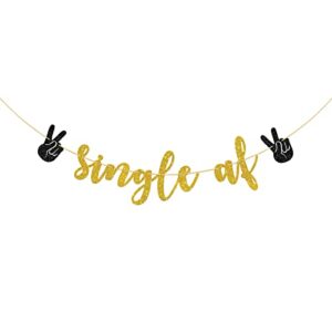 Halodete Single AF Banner, Divorced AF, Broken Up, Divorced Party Garland Bunting Decorations - Gold Glitter