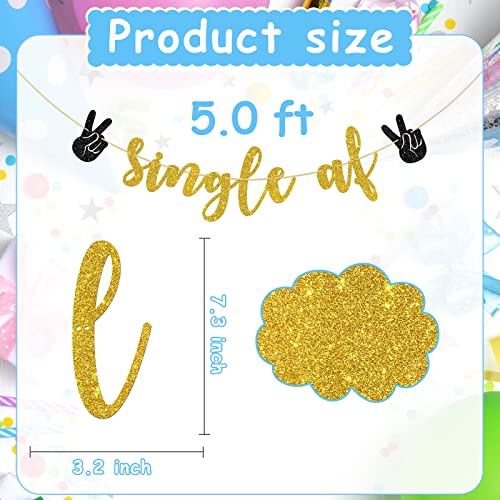 Halodete Single AF Banner, Divorced AF, Broken Up, Divorced Party Garland Bunting Decorations - Gold Glitter