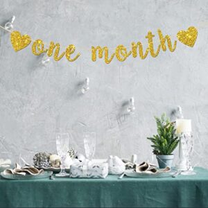 INNORU One Month Banner, Baby Shower Party Decorations, Newborn Sign Banner, New Baby - Gender Reveal - Happy 30 Days Party Decorations, Gold Glitter