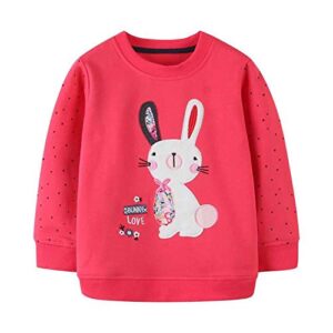 wrhpzw toddler baby girls long sleeve bunny print cotton soft pullover t-shirt tops clothes size 6