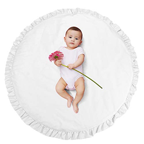 ABREEZE Baby Cotton Play Mat Soft Crawling Mat White Detachable Washable Game Blanket Floor Playmats Kids Infant Child Activity Round Rug Home Room Decor