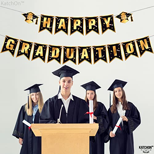 Big, Congrats Grad Banner - 72x44 Inch, Black and Gold Graduation Decorations | Happy Graduation Banner 2022 - No DIY, 10 Feet | Graduation Banner for Class of 2022 Decorations | Class of 2022 Banner