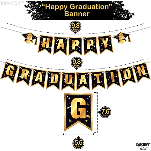 Big, Congrats Grad Banner - 72x44 Inch, Black and Gold Graduation Decorations | Happy Graduation Banner 2022 - No DIY, 10 Feet | Graduation Banner for Class of 2022 Decorations | Class of 2022 Banner