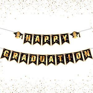 Big, Congrats Grad Banner - 72x44 Inch, Black and Gold Graduation Decorations | Happy Graduation Banner 2022 - No DIY, 10 Feet | Graduation Banner for Class of 2022 Decorations | Class of 2022 Banner