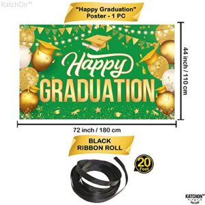 46 Pieces, XtraLarge Graduation Hanging Decorations - Graduation Swirls | Happy Graduation Banner Green and Gold - 72x44 Inch | Green and Gold Graduation Decorations 2022 | Graduation Backdrop
