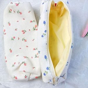 Fresh Style Pencil Bag, Flowers Pen Holder Pen Box Makeup Bag Women Storage Bags, Flowers Pencil Cases Cute Simple Pen Bag Storage Bags(Blue)