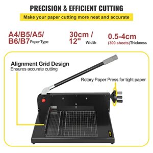 Mophorn Paper Cutter 12Inch A4 Commercial Heavy Duty Paper Cutter 300 Sheets 45HRC Hardness Stack Cutter Metal Base Desktop Stack Cutter for Home Office (A4)