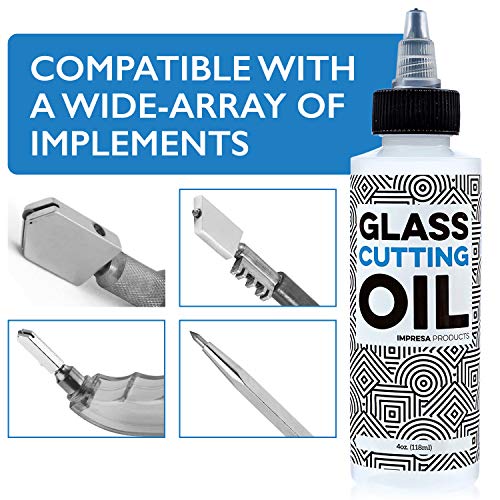 Glass Cutting Oil with Precision Application Top - 4 Ounces - Made in USA Custom-Formulated for an Array of Glass Cutters and Glass Cutting Applications Including Bottles