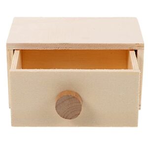 ARTIBETTER Unfinished Wooden Jewelry Drawer Box: Mini Wood Craft Box 3pcs Natural DIY Craft Stash Boxes Treasure Box Jewelry Organizer Holder Storage Trunks Storage Chests Jewery Case for Storage