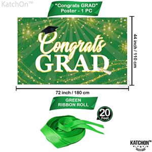 Big, Congrats Grad Banner Green - 72x44 Inch | Green Glitter Class of 2022 Banner - No DIY, 10 Feet | Graduation Banner for Class of 2022 Decorations | Graduation Decorations 2022 Green and Black