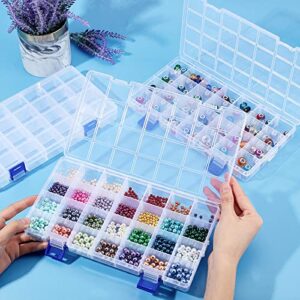 PH PandaHall 3 Pack Plastic Organizer Box, 28 Grids Bead Organizer with Dividers Adjustable Clear Plastic Bead Case Storage Container for Jewelry Beads Earring Fishing Hook Small Accessories