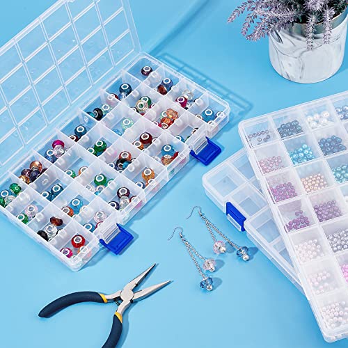 PH PandaHall 3 Pack Plastic Organizer Box, 28 Grids Bead Organizer with Dividers Adjustable Clear Plastic Bead Case Storage Container for Jewelry Beads Earring Fishing Hook Small Accessories