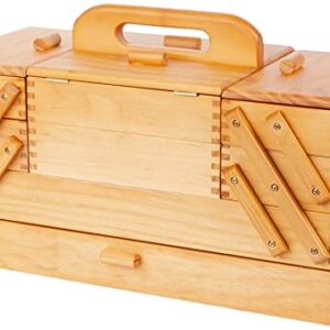 Hobby Gift Wooden Cantilever Sewing Crafting Hobby Storage Box, Wood, Assorted, 23.5 x 45 x 32 cm