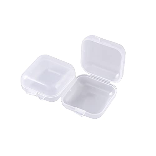 UUYYEO 20 Pcs Mini Clear Plastic Box Earplug Storage Box Square Jewelry Beads Storage Container with Lid