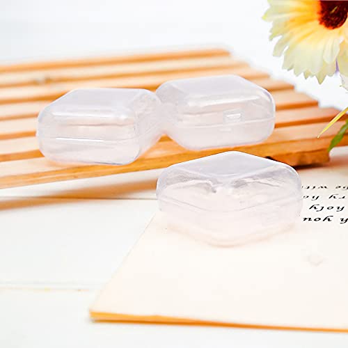 UUYYEO 20 Pcs Mini Clear Plastic Box Earplug Storage Box Square Jewelry Beads Storage Container with Lid