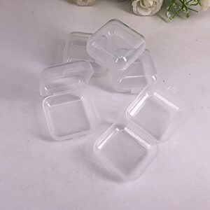 UUYYEO 20 Pcs Mini Clear Plastic Box Earplug Storage Box Square Jewelry Beads Storage Container with Lid