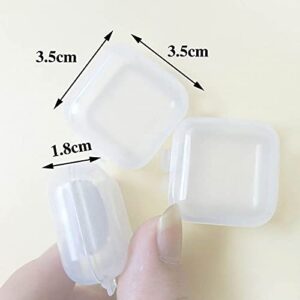 UUYYEO 20 Pcs Mini Clear Plastic Box Earplug Storage Box Square Jewelry Beads Storage Container with Lid