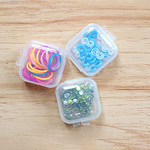 UUYYEO 20 Pcs Mini Clear Plastic Box Earplug Storage Box Square Jewelry Beads Storage Container with Lid