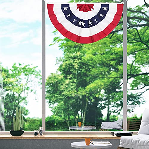 N/A/A USA Pleated Fan Flag, American Half Fan Banner, 4th of July Pleated Fan Flags American US Bunting Flag Stars and Stripes Flag Banner for Independence Day Memorial Day and Labour Day