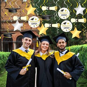 Gold Glitter, Congrats Grad Banner 2022 - No DIY, 10 Feet | 45 Pieces, Graduation Hanging Swirls Decorations - No DIY | Gold Graduation Party Decorations 2022 | Graduation Hanging Decorations 2022