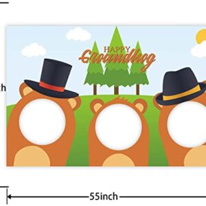 Happy Groundhog Day Banner Cute Animals Theme Pretend Play Party Game Decor Decorations for Season Forecast 1st Birthday Party Spring February 2nd Holidays Festival Groundhog Day Supplies Background