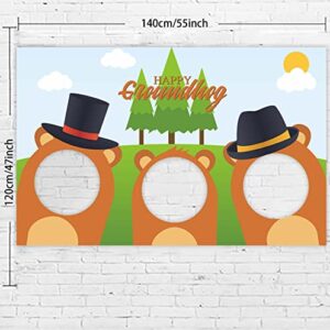 Happy Groundhog Day Banner Cute Animals Theme Pretend Play Party Game Decor Decorations for Season Forecast 1st Birthday Party Spring February 2nd Holidays Festival Groundhog Day Supplies Background